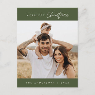 Merriest Christmas Family Photo, Modern Cosy Postcard