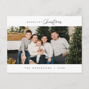 Merriest Christmas Family Photo, Modern Cosy Postcard