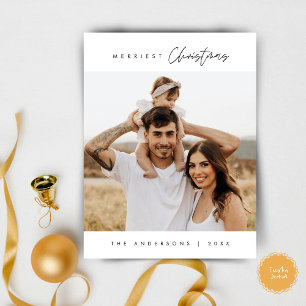 Merriest Christmas Family Photo, Modern Cosy Postcard