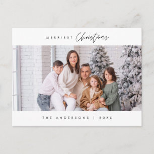 Merriest Christmas Family Photo, Modern Cosy Postcard