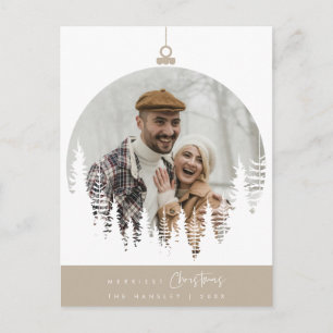 Merriest Christmas Family Photo, Pine Tree Layover Postcard
