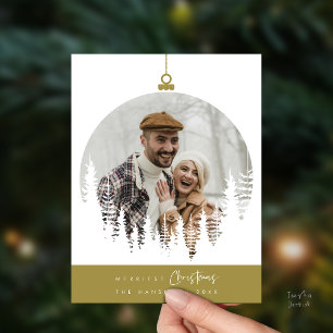 Merriest Christmas Family Photo, Pine Tree Layover Postcard