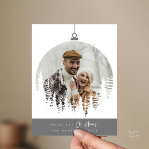 Merriest Christmas Family Photo, Pine Tree Layover Postcard