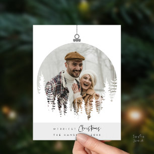 Merriest Christmas Family Photo, Pine Tree Layover Postcard