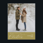 Merriest Christmas Family Photo, Romantic Greeting Postcard<br><div class="desc">Merriest Christmas. Celebrate the season with this family photo cosy cute happy happiness romantic classy retro gold postcard. It is fully customisable and personalised with your own greeting messages. Please add your return address for easy mailing. It is simple, easy, yet modern cosy and festive. This is the perfect postcard...</div>