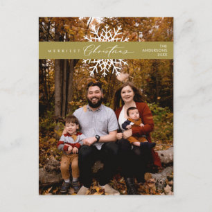 Merriest Christmas Family Photo, Snow Flakes Postcard