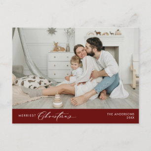 Merriest Christmas Family Photo, Winter Happiness Postcard
