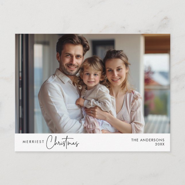 Merriest Christmas Family Photo, Winter Happiness Postcard (Front)