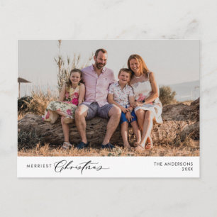 Merriest Christmas Family Photo, Winter Happiness Postcard
