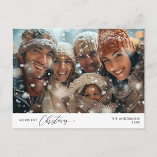 Merriest Christmas Family Photo, Winter Happiness Postcard