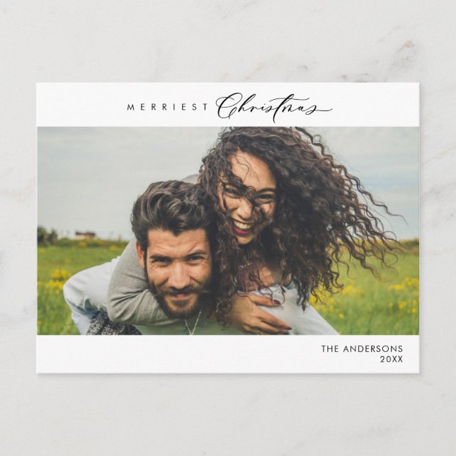 Merriest Christmas Family Photo, Winter Happiness Postcard (Front)