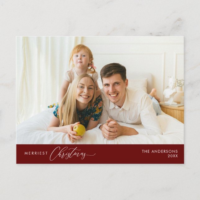 Merriest Christmas Family Photo, Winter Happiness Postcard (Front)