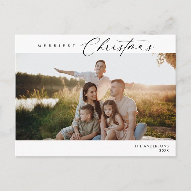 Merriest Christmas Family Photo, Winter Romance Postcard (Front)