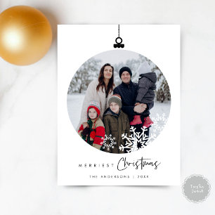 Merriest Christmas Family Photo, Wishes Ball Postcard