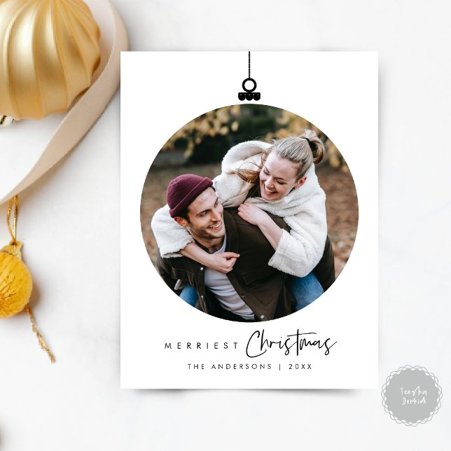 Merriest Christmas Family Photo, Wishes Ball Postcard (Merriest Christmas Family Photo, Season Greeting Wishes Ball Layover Postcard)