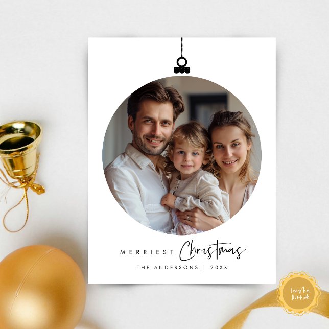 Merriest Christmas Family Photo, Wishes Ball Postcard (Merriest Christmas Family Photo, Season Greeting Wishes Ball Layover Postcard)