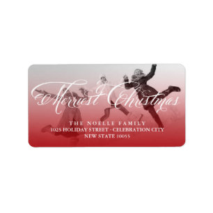 Merriest Christmas Fancy Script Photo Address Label