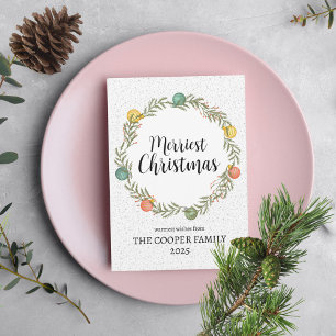 Merriest Christmas Festive Wreath Holiday Card