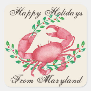 Merriest Christmas from Maryland Crab Square Sticker
