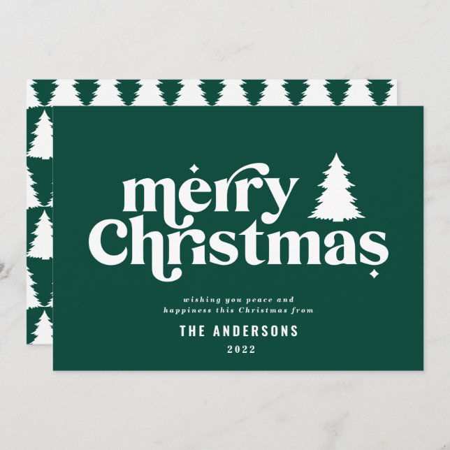 Merriest Christmas graphic typography non photo  Holiday Card (Front/Back)