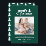 Merriest Christmas graphic typography photo  Holid Holiday Card<br><div class="desc">Merriest Christmas graphic typography photo holiday card. With modern hand drawn text and trees.</div>