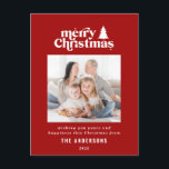 Merriest Christmas graphic typography photo Holiday Postcard<br><div class="desc">Merriest Christmas graphic typography photo holiday card. With modern hand drawn text and trees.</div>