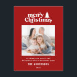 Merriest Christmas graphic typography photo Holiday Postcard<br><div class="desc">Merriest Christmas graphic typography photo holiday card. With modern hand drawn text and trees.</div>