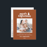 Merriest Christmas graphic typography photo  Holiday Postcard<br><div class="desc">Merriest Christmas graphic typography photo holiday card. With modern hand drawn text and trees.</div>