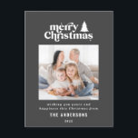 Merriest Christmas graphic typography photo Holiday Postcard<br><div class="desc">Merriest Christmas graphic typography photo holiday card. With modern hand drawn text and trees.</div>
