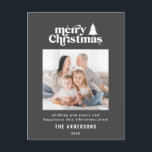 Merriest Christmas graphic typography photo Holiday Postcard<br><div class="desc">Merriest Christmas graphic typography photo holiday card. With modern hand drawn text and trees.</div>