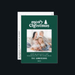 Merriest Christmas graphic typography photo  Holiday Postcard<br><div class="desc">Merriest Christmas graphic typography photo holiday card. With modern hand drawn text and trees.</div>