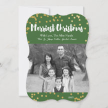 Merriest Christmas - Green Gold Photo Card