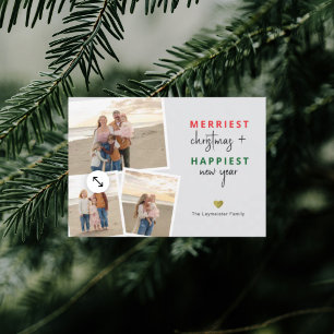 Merriest Christmas Happiest New Year Collage Holiday Card