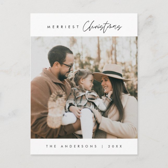 Merriest Christmas Happy Family Photo Postcard (Front)