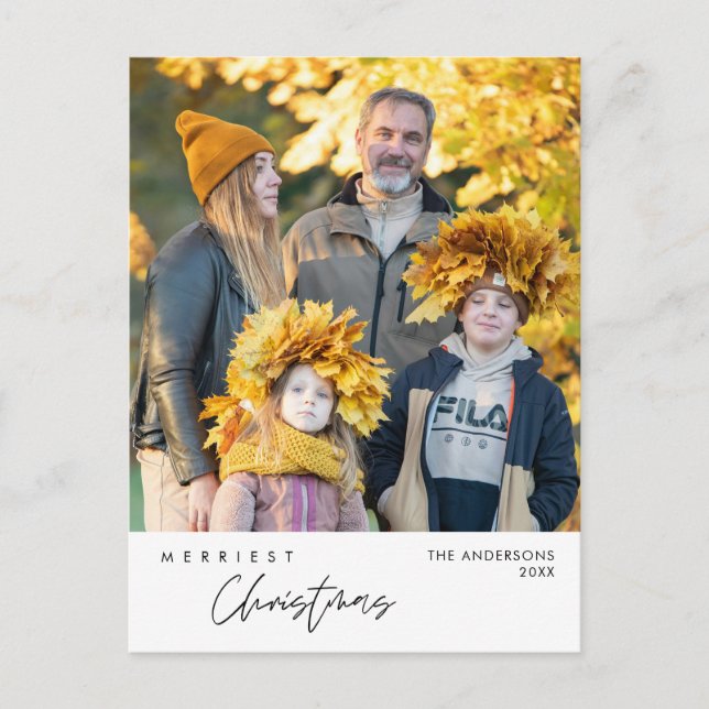 Merriest Christmas Happy Family Photo Postcard (Front)
