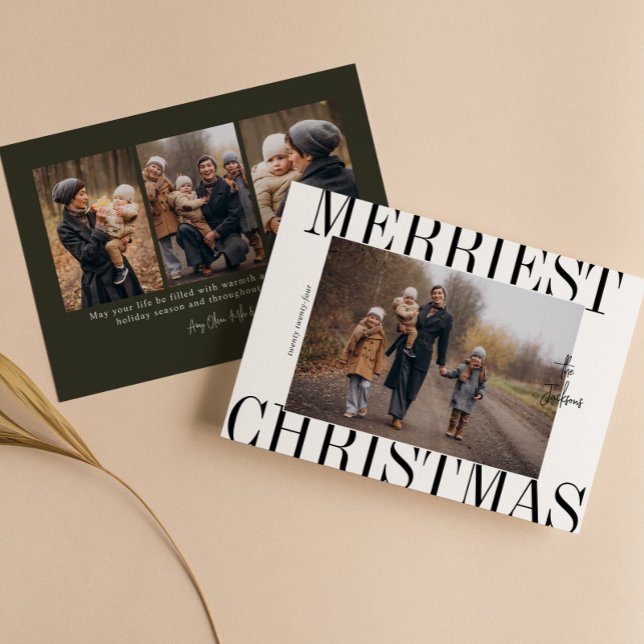 Merriest Christmas - Minimalist Modern Family Holiday Card (Creator Uploaded)