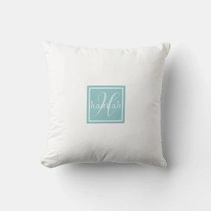 Merriest Christmas Mittens Red Bow Blue Monogram Cushion