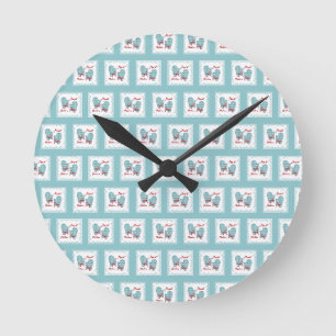 Merriest Christmas Mittens Red Bow Holiday Round Clock