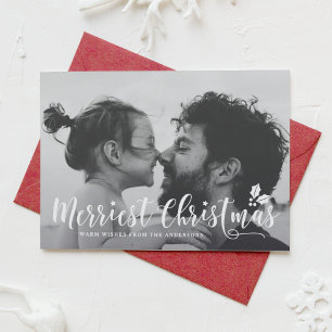 Merriest Christmas Modern Calligraphy Holiday II Card