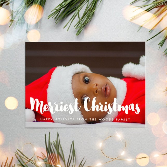 Merriest Christmas Modern Family Photo Holiday Card (Creator Uploaded)