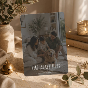 Merriest Christmas Modern Full Photo Family Holiday Card