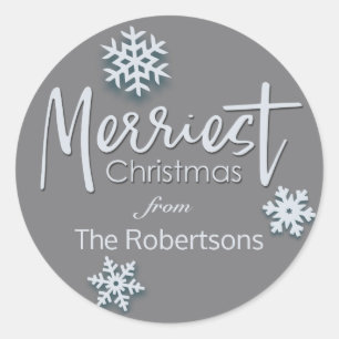 Merriest Christmas Modern Holiday Style Classic Round Sticker