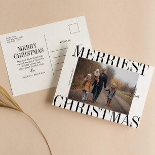 Merriest Christmas Modern Minimalist  Holiday Postcard