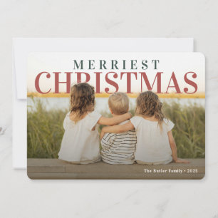 Merriest Christmas Modern Photo Holiday Card