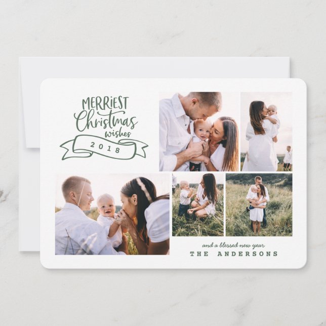 merriest christmas modern script photo holiday card (Front)