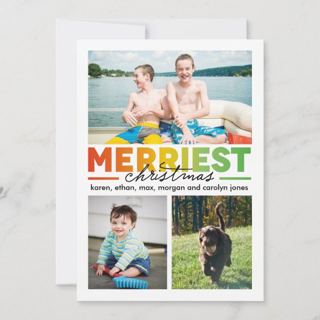 Merriest Christmas Multi x 3 Holiday Card (Front)