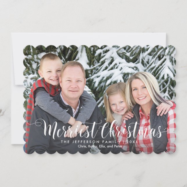 Merriest Christmas Photo Card with Holiday Letter (Front)