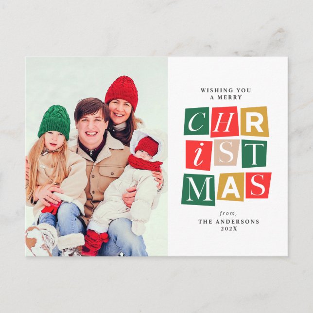 Merriest christmas photo holiday greeting postcard (Front)