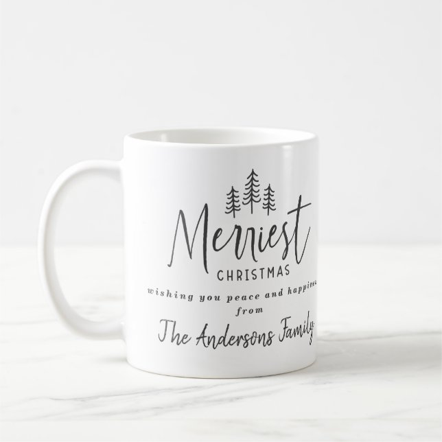 Merriest Christmas photo modern script photo Coffee Mug (Left)