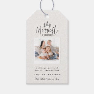 Merriest Christmas photo rustic farmhouse grey Gift Tags
